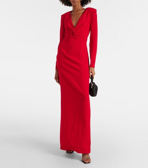 Gathered cady gown in red - Roland Mouret | Mytheresa Roland Mouret, Style Maxi Dress, Suede Sandals, Dress Wedding, Cinched Waist, Jimmy Choo, Designing Women, Clothing And Shoes, Color Design