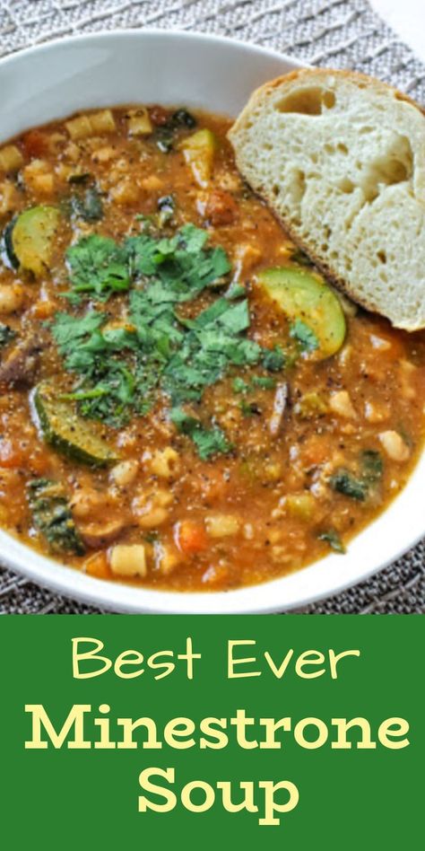 This best ever minestrone soup is brimming with vibrant veggies, savory mushrooms, hearty beans, and gluten-free pasta—a perfect fusion of flavor and nutrition. Prepare a delightful bowl of vegan minestrone soup for a light and satisfying meal! Vegan Minestrone, Vegan Minestrone Soup, Dairy Free Soup, Minestrone Soup Recipe, Soup Dish, Cubed Potatoes, Vegan Soup Recipes, Small Pasta, Minestrone Soup