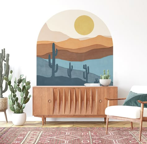 Arch Wall Mural, Wall Murals Diy, Arizona Sunset, Arch Wall, Room Wall Painting, Large Mural, Wall Borders, Bedroom Murals, Desert Landscape