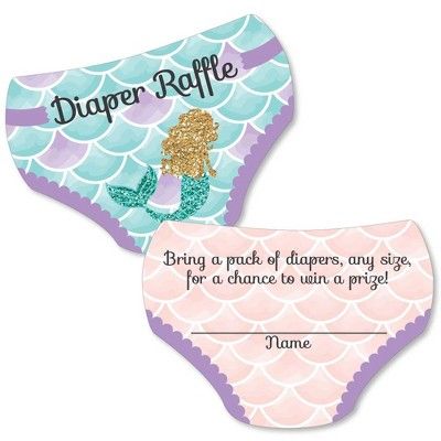 Big Dot Of Happiness Let's Be Mermaids - Diaper Shaped Raffle Ticket Inserts - Baby Shower Activities - Diaper Raffle Game - Set Of 24 : Target Mermaid Baby Shower Decorations, Mermaid Baby Shower Theme, Shower Activities, Mermaid Party Supplies, Gender Reveal Party Games, Mermaid Baby, Mermaid Baby Showers, Raffle Ticket, Fun Baby Shower Games