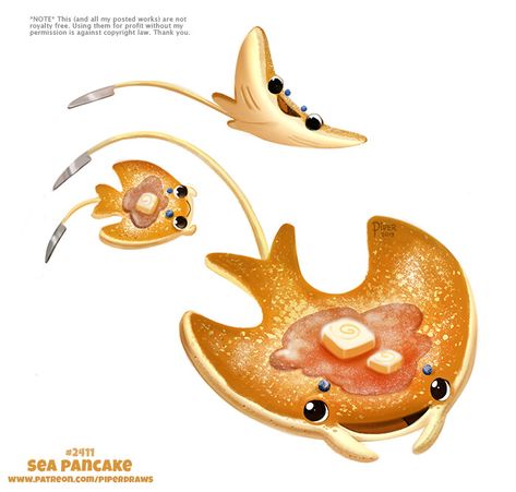 Sea Pancake, Cryptid Creations, Piper Thibodeau, Fruit Animals, Animal Puns, Karakter Disney, Cute Food Drawings, Animated Animals, Cute Fantasy Creatures