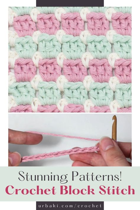 Elevate your crochet game with the mesmerizing Block Stitch! Perfect for beginners, this stitch adds vivid texture and depth to your creations. Unleash your creativity as you craft colorful blocks with alternating single crochet and chain stitches. Create stunning patterns for blankets, scarves, and bags. Dive into the world of crochet magic today! The Block Stitch is perfect for adding texture and dimension to your crochet projects. It is a simple stitch that involves creating blocks of color Block Stitch Blanket, Crochet Block Stitch, Granny Stripe Blanket, Block Stitch, Granny Stripe, Blankets Crochet, Stripe Blanket, Crochet Game, Simple Stitch