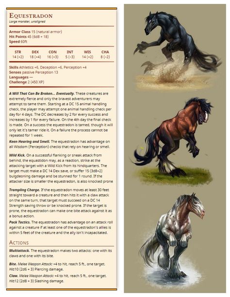 Equestradon Homebrew Monster 5e D&D Dnd Swamp Monster, Dnd Homebrew Monsters, D&d Character Design, 5e Monsters, Dnd Monster, D&d Online, Monster Ideas, Dnd Homebrew, Dnd Stories