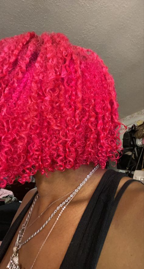 Pink dye on natural hair Pink Hair On Natural Hair, Pink Hair Dye Black Women, Pink Hair Wax Natural Hair, Pink In Red Hair, Fushia Hair Color On Black Women, Hot Pink Natural Hair, Hair Dye Colour Ideas, Pink And Blue Natural Hair, Dyed Natural Hair Pink