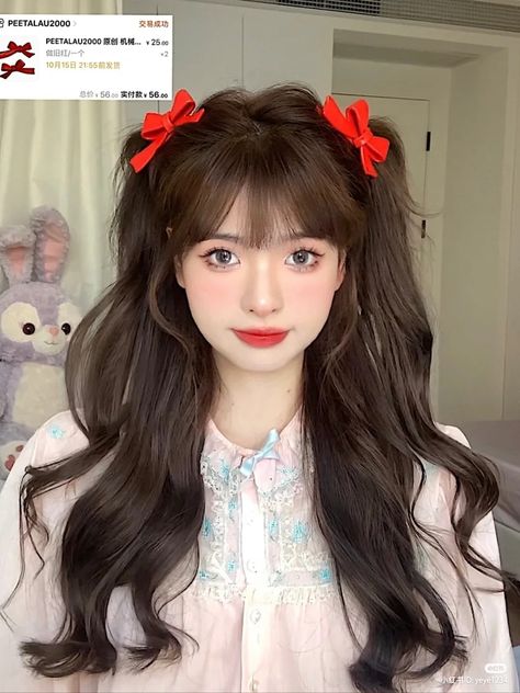 Twintail Hairstyles, Hairstyles With Bows, Foto Makeup, Hairstyle Female, High Pigtails, Pony Hairstyles, Hair Style Korea, Hairstyle Idea, Hair Upstyles