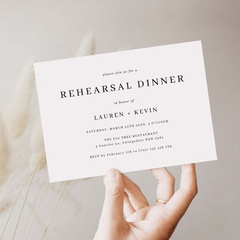 Minimalist Simple Rehearsal Dinner Invitation Simple Rehearsal Dinner, Rehearsal Dinner Invite, Tree Restaurant, Invitation Minimalist, Wedding Rehearsal Dinner Invitations, Rehearsal Dinner Invitation, Dinner Invitation, Dinner Wedding, Rehearsal Dinner Invitations