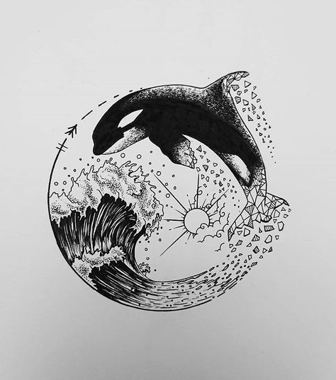 StephenThomas on Instagram: “ORCA Commission piece. Inspired by @kerbyrosanes #streetart #killerwhale #orca #penandink #handdrawn #creative #art #ocean #waves…” Geometric Orca Tattoo, Orca Whale Tattoo, Killer Whale Tattoo, Hai Tattoo, Orca Tattoo, Whale Tattoo, Whale Drawing, Whale Tattoos, Theme Tattoo