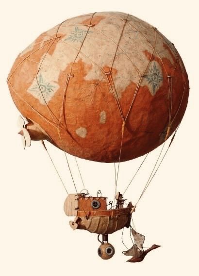 Papier Mache Hot Air Balloon, Papier Mache Art, Zeppelin Balloon, Hot Air Balloons Art, Steampunk Airship, Hot Air Balloon Decorations, Art Steampunk, Paper Mache Art, Paper Mache Crafts