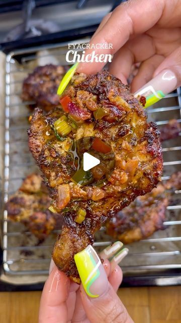 Kay on Instagram: "FYACRACKER BUTTERFLY CHICKEN DRUMSTICK (JAMAICAN STYLE) 🔥🧨🚀🌶️💣💃🏽💯🤩🤤🏆🎆.
Juicy Succulent full of FLAVA Chicken drumsticks butterflied, seasoned with Jamaican spices. Grilled to seal the spices and then made up a sauce with butter, onion, garlic, pepper, scotch bonnet, spices and hot sauce. 
Wow this was so FLAVOURSOME!!
Used @walkerswood green seasoning and green pepper sauce 🔥🔥🔥.
.
.
DM FOR MORE INFO TO GET MY DAILY RECIPES.
.
.
#chickendrumsticks #chicken #food #foodrecipes #foodblogger #healthyfood #california #lasvegas #atlanta" Grilled Butterfly Chicken Drumsticks, Butterfly Chicken Drumsticks, Jamaican Spices, Butterflied Chicken Drumsticks, Chicken Drumsticks Recipes, Drumstick Chicken Recipes, Drumstick Chicken, Green Pepper Sauce, Butterfly Chicken