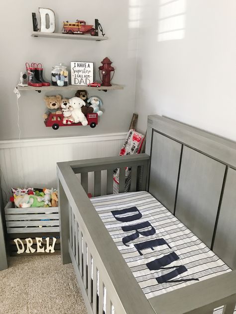 Firefighter Nursery Ideas, Firefighter Nursery, Fire Truck Nursery, Country Nursery, Babymoon, Nursery Room Inspiration, Toddler Bedrooms, Baby Time, Crib Sheets