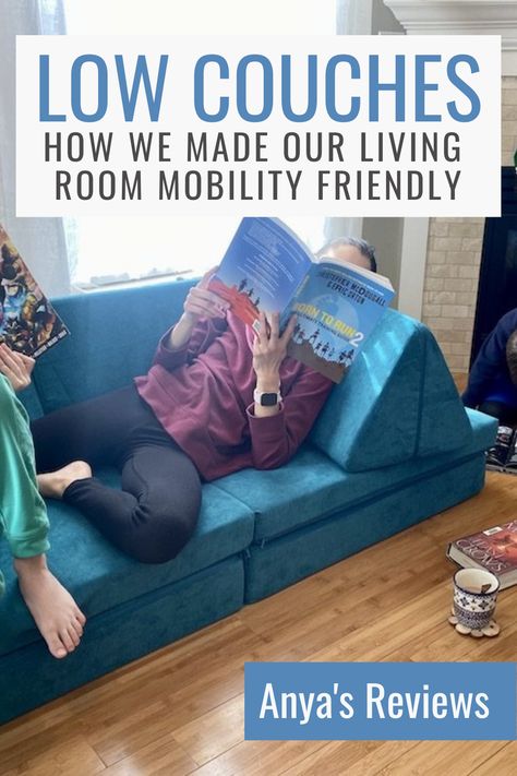 Play Couch In Living Room, Play Couch Living Room, Movement Friendly Living Room, Fold Up Couch, Diy Floor Couch Ideas, Nugget In Living Room, Low Couch Ideas, Nugget Couch Living Room, Playroom Couch Ideas