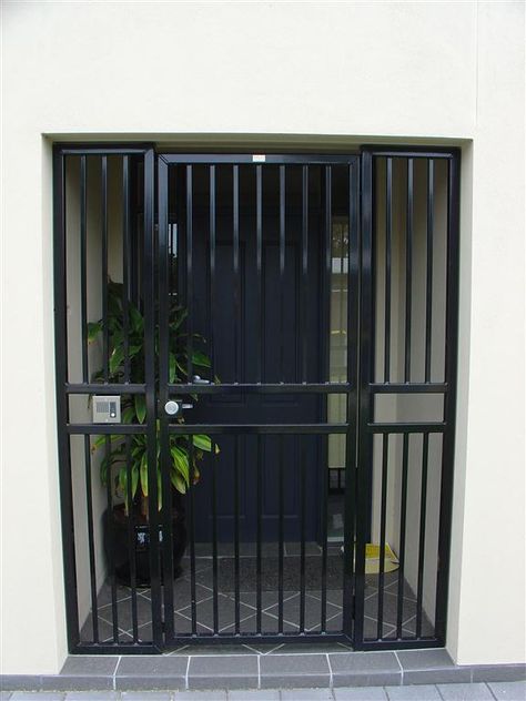 Wrought Iron Security Doors, Iron Security Doors, Burglar Bars, Window Grill Design Modern, Home Gate Design, Steel Security Doors, Fence Gate Design, Steel Door Design, Wrought Iron Design