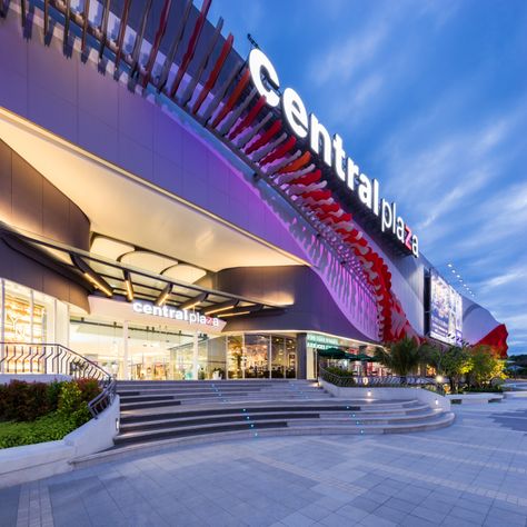 Mall Facade, Shopping Mall Design, Plaza Design, Central Plaza, Futuristic Building, Modern Architecture Interior, Rayong, Public Space Design, Hotel Entrance