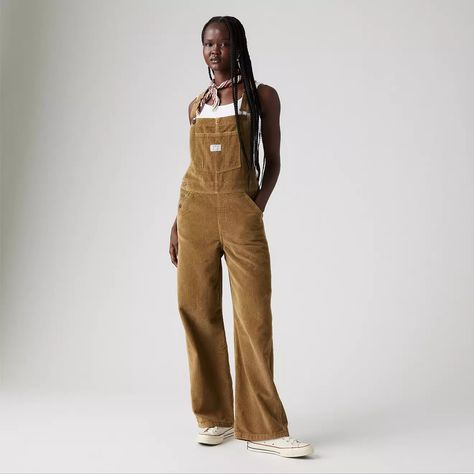 Baggy Corduroy Women's Overalls - Tan | Levi's® US Baggy Dungarees, Levis Overalls, Baggy Overalls, Maxi Jumpsuit, Corduroy Overalls, Women's Overalls, Pullover Cardigan, Overalls Women, Levis Women