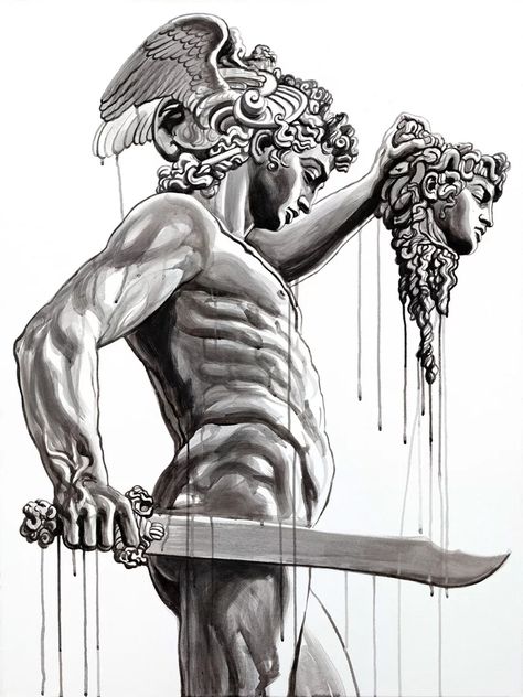 Human Body Tattoo, Atlas Tattoo, Medusa Tattoo Design, Statue Tattoo, Greek Mythology Tattoos, Body Tattoo, Mythology Tattoos, Medusa Tattoo, Greek Tattoos