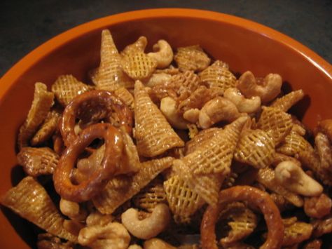 Warning...highly addictive!  A friend gave me this recipe upon my request. The perfect blend of sweet, salty and crunchy. Easy recipe - the hardest part is keeping your hand out of the bowl once you start eating it. Bugles Snack Mix, Snacky Foods, Sweet Snack Mix, Chex Snack Mix, Party Mix Recipe, Bark Recipes, Snack Mixes, Vegan Party Food, Chex Mix Recipes