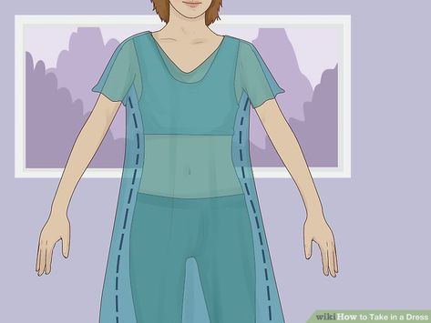 How to Take in a Dress: 10 Steps (with Pictures) - wikiHow Taking In Dress Sides, How To Alter A Dress That Is Too Big, How To Take In A Dress, Taking In A Dress, Take In A Dress, How To Shorten A Dress, Alter Clothes, Boxy Dress, Clothes Hacks