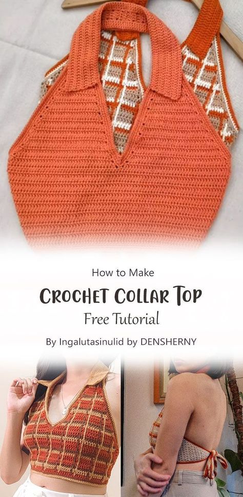 crochet patterns-crochet cold shoulder top pattern free Crochet Tops Halter, Crochet Collar Top Patterns Free, Collared Crochet Top, Crochet Collared Top, Crochet Patterns Wearables, Crochet Top With Collar, Crochet Neckline Pattern, Quick Crochet Top Pattern Free, Cute Crochet Tops Free Pattern