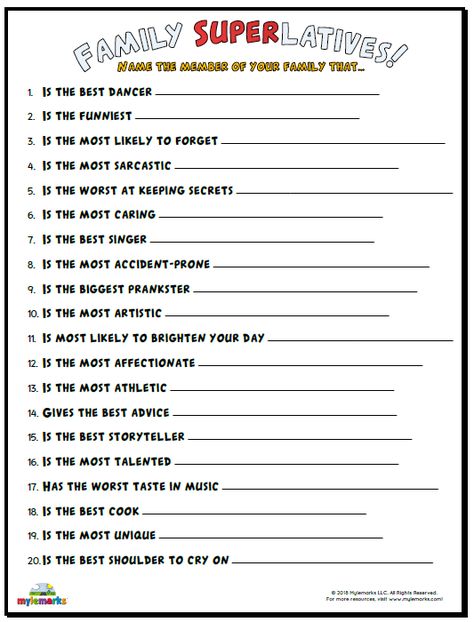 Family Relationships Worksheets Family Superlatives, Family Counseling Activities, Relationships Worksheets, Family Therapy Worksheets, Family Therapy Activities, Therapeutic Worksheets, Nurse Quotes Inspirational, Coping Skills Activities, Relationship Worksheets