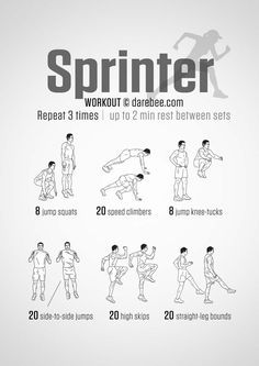 Improve your running speed with the Sprinter Workout. The routine can be done indoors as well as outdoors (High Skips & Straight-Leg Bounds). Sprinting is broken down into three stages: explosion, acceleration, deceleration. In terms of the 100m... Sprinter Workout, Planning Sport, Rugby Workout, Track Workout Training, Sprint Workout, Softball Workouts, Workouts Cardio, Speed Workout, Running Speed