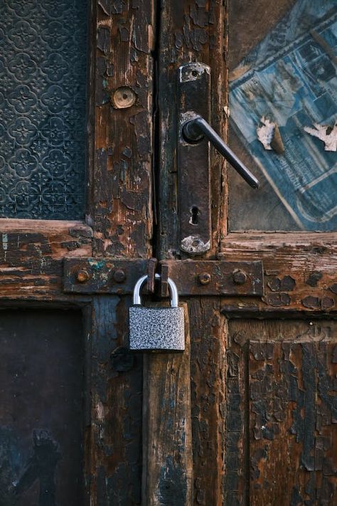 Close-Up Shot of a Locked Wooden Door · Free Stock Photo Old Door, Girly Pictures, Closed Doors, Sky Aesthetic, Door Lock, Wooden Doors, Free Photos, Wind Chimes, Free Stock Photos