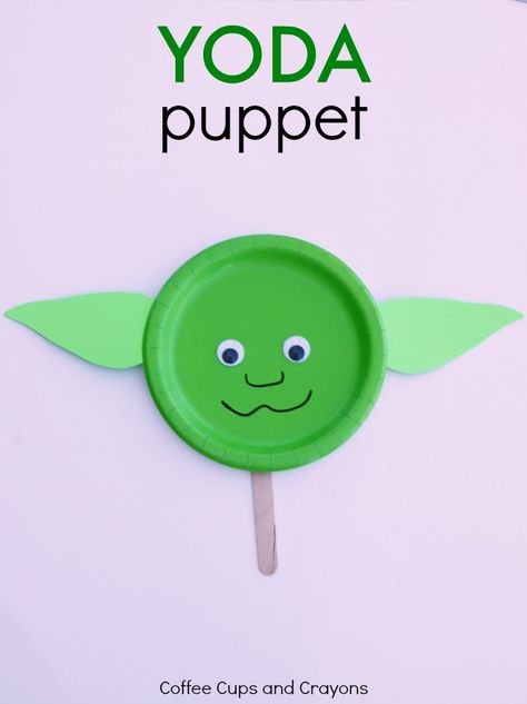 Yoda Puppet Star Wars Kids Craft! Star Wars Kids Crafts, Star Wars Activities, Disfraz Star Wars, Star Wars Crafts, Star Wars Day, Paper Plate Crafts, Coffee Crafts, Star Wars Birthday, Plate Crafts