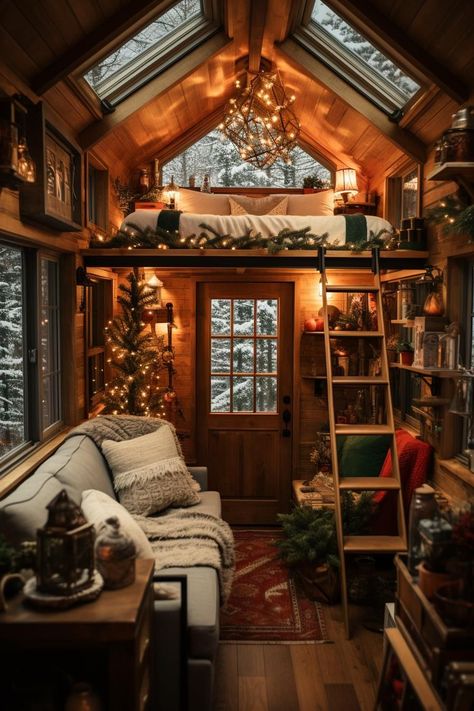 Cozy Cabin Exterior, Cabin House Aesthetic, Cabin Aesthetic Interiors, Diy Winter Decorations, Winter Decor Diy, Diy Winter Decor, Winter Decorating Ideas, Winter Decor Ideas, Log Cabin Christmas