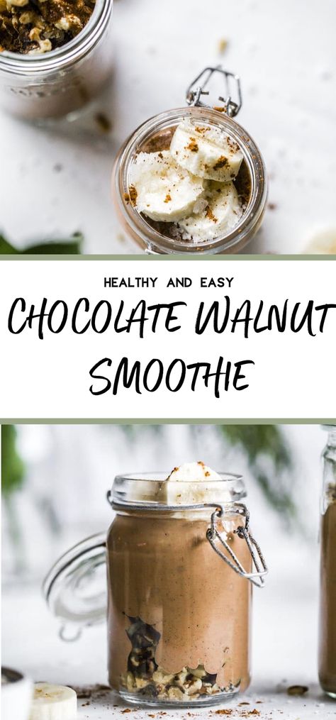 Healthy Chocolate Breakfast Smoothie, Banana Walnut Smoothie, Chocolate Smoothie Without Banana, Walnut Milk Smoothie, Chocolate Hazelnut Smoothie, Date Smoothie Recipes, Walnut Smoothie, Chocolate Smoothie Recipes, Recipe For Teens