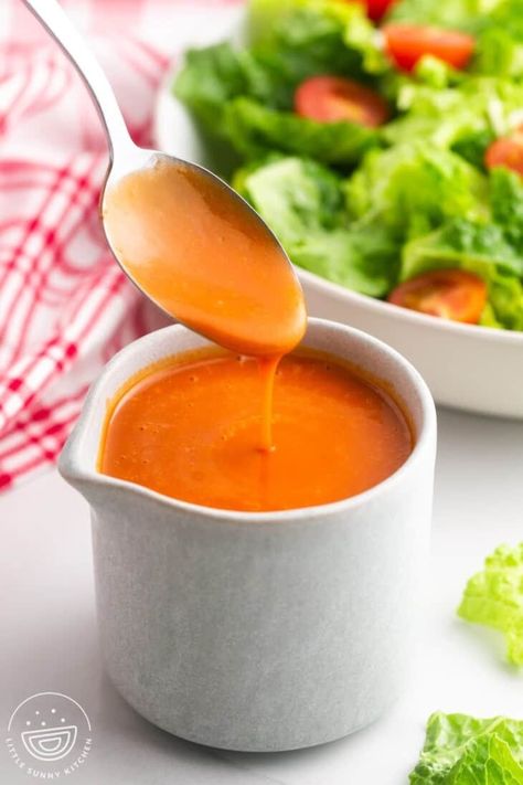 Easy Homemade Catalina Dressing Recipe - Little Sunny Kitchen Homemade Catalina Dressing, Catalina Dressing Recipes, Dorito Taco Salad Recipe, Catalina Salad Dressing, Catalina Dressing, Olive Garden Salad Dressing, Little Sunny Kitchen, Maple Cookies, Gluten Free Brands