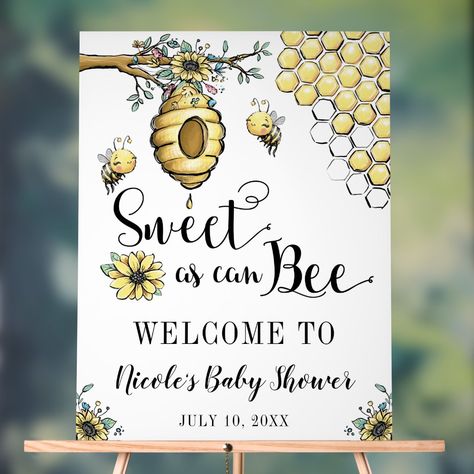 Honey Bee Baby Shower Theme, Welcome Acrylic Sign, Cute Honey Bee, Curly Font, Chalkboard Baby, Honey Bee Baby Shower, Bee Baby Shower Theme, Bee Baby, Bee Baby Shower