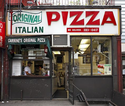 Pizza Shop Design, Pizzeria New York, Brooklyn Pizza, Pizza Sign, Pizza Store, Pizzeria Design, Ny Pizza, Pizza Photo, Pizza Branding