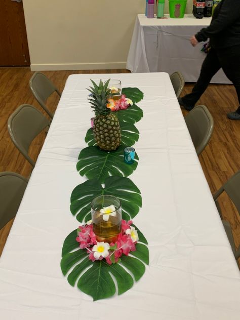 #babyshowerdecorations  #aloha #hawaiianparty  #genderneutral Hawaii Table Decor, Aloha Retirement Party Ideas, Lilo And Stitch Table Decorations, Hawaiian Theme Anniversary Party, Hawaiian Anniversary Party Ideas, Hawaii Centerpiece Ideas, Aloha Retirement Party, Aloha Baby Shower Ideas, Luau Dessert Table