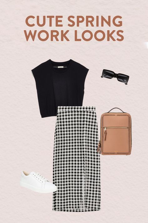 6 Cute Spring Work Looks Clear Spring Work Outfits, Professional Outfits Women Spring, Humid Weather Outfit Work, Cold Spring Day Outfit Work, Chilly Spring Outfits Work, Warm Weather Business Casual Women, Friday Work Outfit Summer, Yard Work Outfit, Cool Weather Spring Outfits