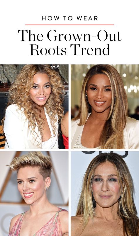 Here are eight of our favorite ladies letting their true colors shine through and what you can learn from them. Hair Grown Out Roots, Blonde Hair Grown Out Roots, Vang Hair, Grown Out Roots, Grown Out Blonde Hair, Grown Out Highlights, Blonde Hair With Roots, Growing Out Hair, Hairstyles For Ladies