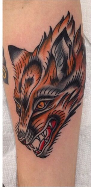 Traditional Fox Head Tattoo, Trad Fox Tattoo, American Traditional Fox Tattoo, Fox Tattoo Arm, Neo Traditional Fox Tattoo, Fox Head Tattoo, Traditional Fox Tattoo, Fox Tattoo Men, Gabriel Tattoo