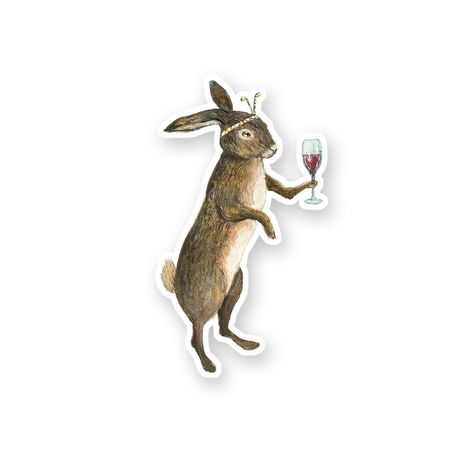 Wine Drinking Rabbit Vinyl Sticker Die Cu Rabbit Sticker - Etsy Contact Pics, Rabbit Wine, Wine Stickers, Wine Drinking, Buy Stickers, Phone Decals, Paper Sleeves, Wine Drinkers, Artist House