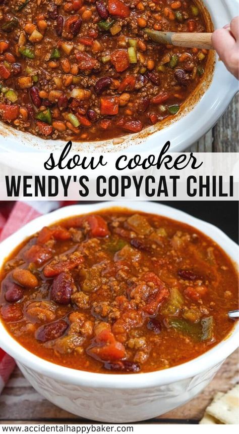 Copycat Chili, Wendy's Chili, Wendys Chili Recipe, Chilli Recipe, Slow Cooker Chili Recipe, Best Chili Recipe, Chili Recipe Crockpot, Chili Recipe Easy, Slow Cooker Chili