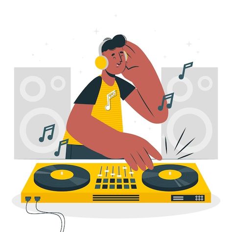 Free vector disc jockey concept illustra... | Free Vector #Freepik #freevector #job #work #people-working #electronic-music Concept Illustration, Disc Jockey, Job Work, Photos Hd, Graphic Resources, D Art, Vector Free, Dj, Musical