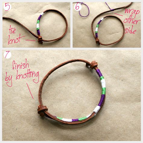 How To Make Leather Friendship Bracelets with a touch of embroidery lace for a pop of color :) Leather Friendship Bracelet, How To Make Leather, Diy Leather Bracelet, Beaded Leather Bracelet, Embroidery Bracelets, Bracelets With Meaning, A Bracelet, Crafty Craft, Bijoux Diy