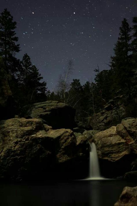 Hippy Hole in the Black Hills, SD at night. So beautiful. I miss seeing the night sky like that. Spearfish Canyon, Tourism Places, Summertime Madness, South Dakota Travel, Sturgis Rally, Black Hills South Dakota, Sylvan Lake, Devils Tower, Custer State Park