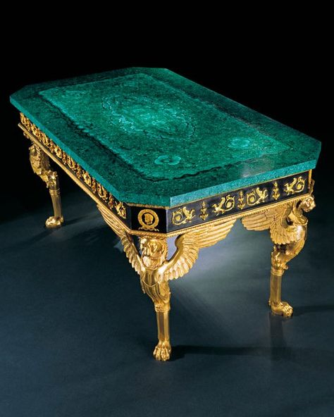 Malachite Decor, Empire Style, Beautiful Furniture, Unique Furniture, Decoration Table, Luxury Furniture, Cool Furniture, Antique Furniture, Vintage Furniture