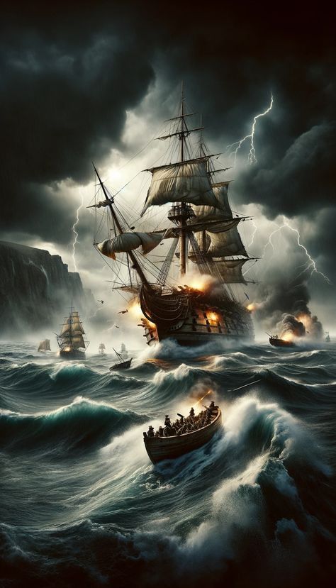 Ship In Storm, Ship In A Storm, Gm Screen, Storm Lightning, Pirate Ship Art, Pirate Ships, Sailing Art, Dark Beauty Photography, Unsolved Mystery