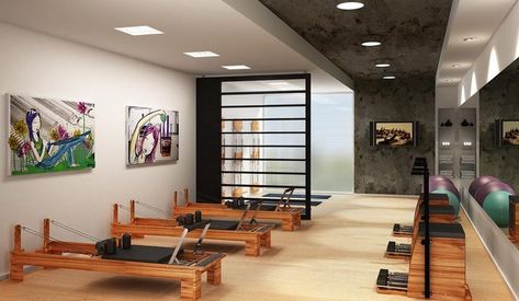 Pilates Studio Design Interiors, Pilates Design, Pilates Studio Design, Pilates Studios, Studio Design Ideas, Studio Pilates, Gym Interior, Home Gym Decor, Interiors Dream