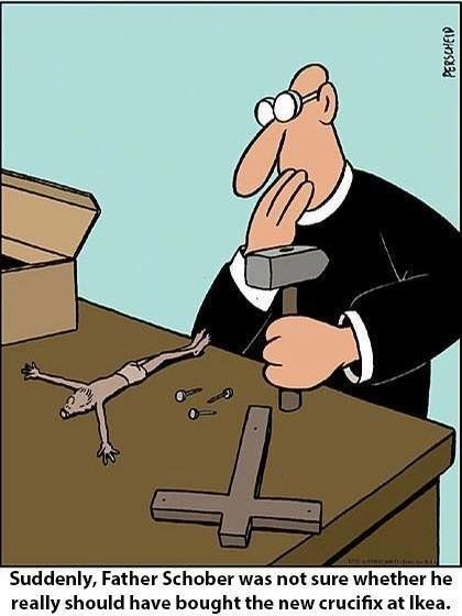 Some assembly required.. Catholic Humor, Church Humor, Religious Humor, Christian Cartoons, Catholic Memes, Christian Jokes, Bible Humor, Pinterest Humor, Christian Humor