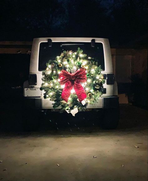 #jeep #jeepmas #christmasdecor #christmasjeep #jeepchristmas #wreath #christmasbow #jeep #jeeplights Christmas Decor For Jeep, Jeep Christmas Lights, Christmas Jeep Wrangler, Jeep Decorations For Christmas, Jeep Wrangler Top Off, Jeep Wrangler Christmas Decorations, Christmas Jeep Decorations, Decorate Jeep For Christmas, Jeep Wrangler Accessories For Women