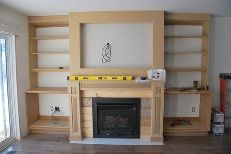 the living room a fireplace built in, diy, fireplaces mantels, home improvement, living room ideas Built In Shelves Living Room, Build A Fireplace, Brick Fireplace Makeover, Fireplace Built Ins, Faux Fireplace, Fireplace Remodel, Partition Design, Room Partition, Diy Fireplace