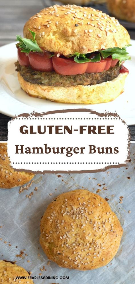 If you have been missing big fluffy hamburger buns, you are going to love this easy gluten free hamburger buns recipe. They are easy to make, and they are perfect for any kind of burger, sandwich, or breakfast sandwich! Gluten Free Hamburger Buns Recipe, Hamburger Buns Recipe, Gluten Free Hamburger Buns, Gluten Free Hamburger, Gluten Free Burger, Hamburger Bun Recipe, Pan Sin Gluten, Gluten Free Buns, Gluten Free Recipes Bread