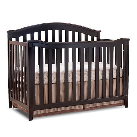 Brown Crib, 4 In 1 Crib, Crib Accessories, Nursery Furniture Collections, Guard Rail, Arched Headboard, Adjustable Mattress, Baby Nursery Furniture, Bed Rails