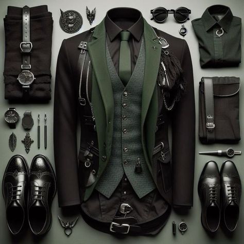 Mafia Fashion Men, Slytherin Suit, Man In Suit Art, Best Men Outfit, How To Tie A Tie, Mens Suits Style, Mens Outfits Dressy, Fashion Clothes For Men, Suit Styles