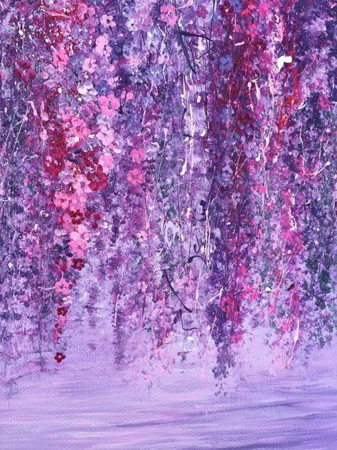 Ukulele Painting, Acrylic Painting Pink, Vibrant Paintings, Canvas Art Painting Abstract, Cherry Blossom Painting, Purple Painting, Best Cameras, Abstract Floral Art, Pink Painting